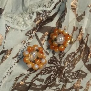 Vintage Beaded Cluster Earrings